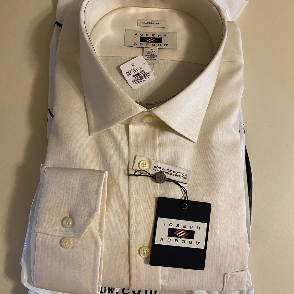 Joseph Abboud Men's Ivory Dress Shirt